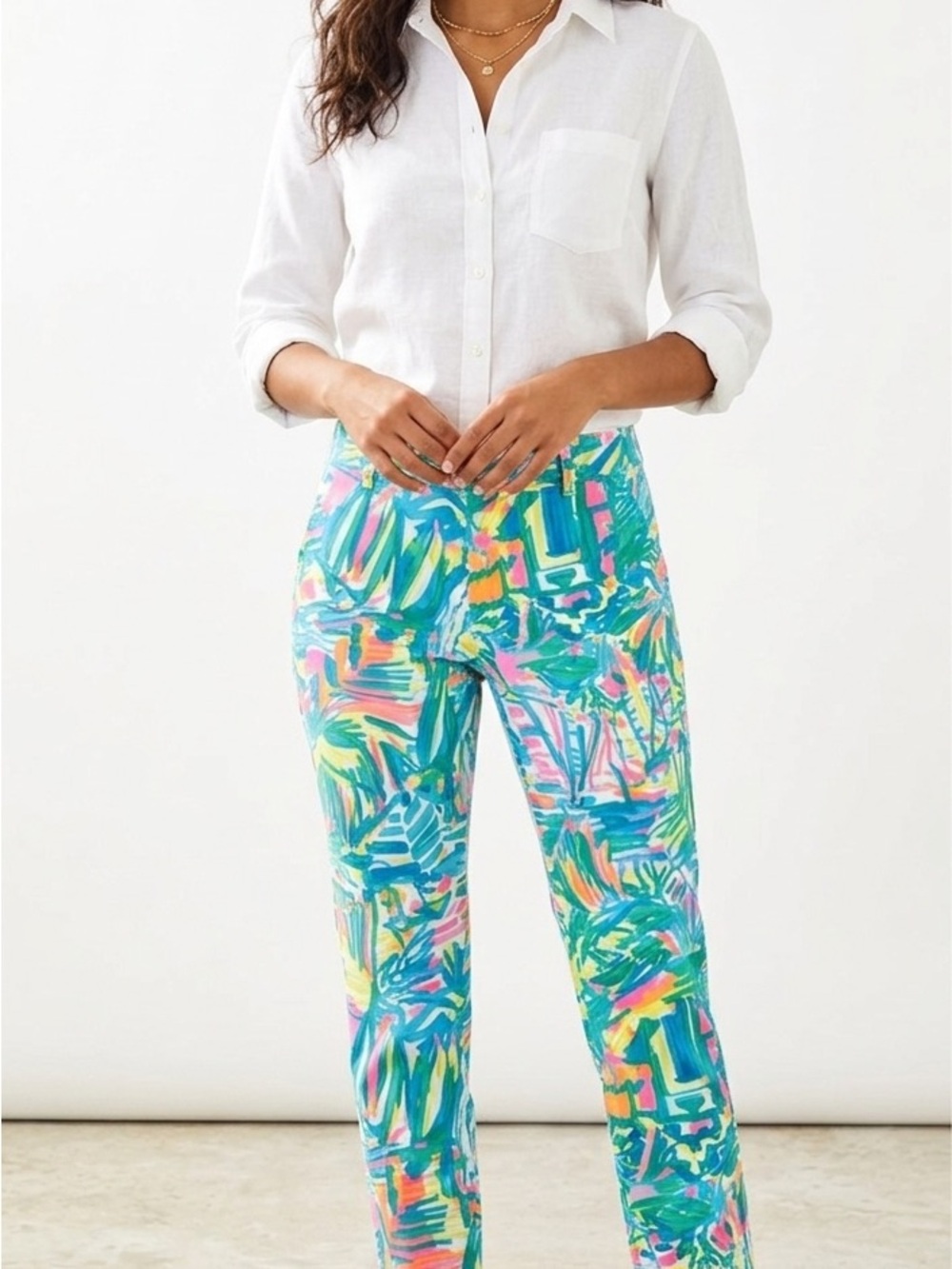 Lilly Pulitzer Callahan Chino - Sea Salt and Sun, Size: 4